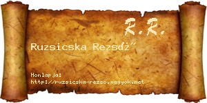 Ruzsicska Rezső névjegykártya